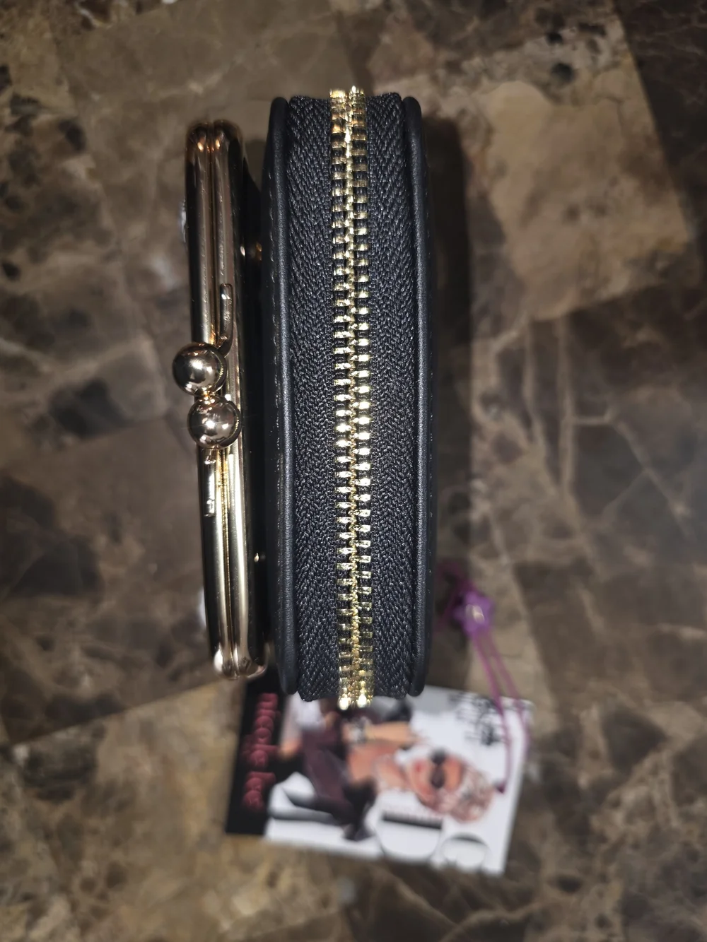 Nicole Lee White Graphic Kiss-Lock Crossbody Wallet